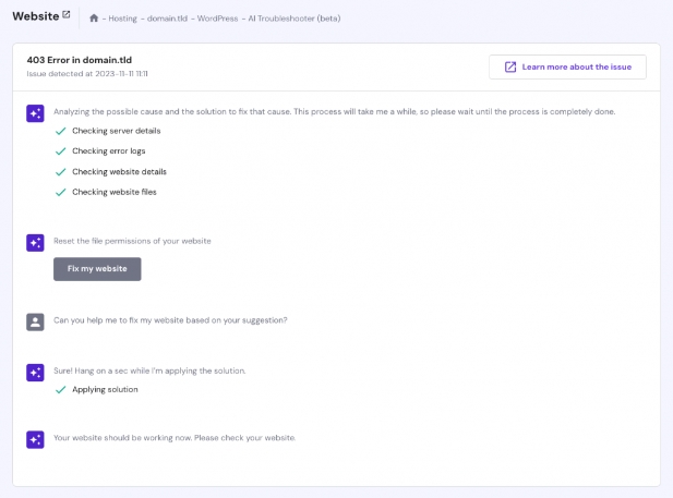 WordPress AI故障排除工具